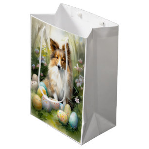 Shetland Sheepdog met Pasen Eieren Vakantie Medium Cadeauzakje
