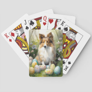 Shetland Sheepdog met Pasen Eieren Vakantie Pokerkaarten