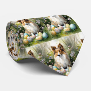 Shetland Sheepdog met Pasen Eieren Vakantie Stropdas