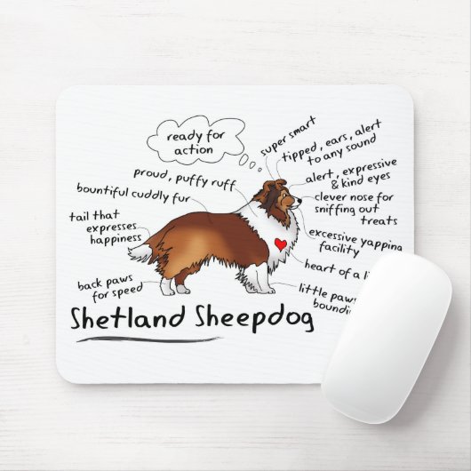 Shetland Sheepdog mousepad Muismat (Met muis)