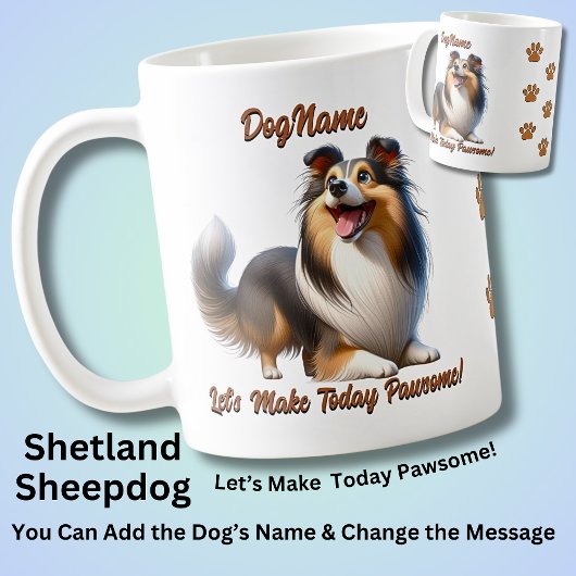 Shetland Sheepdog - Naam hond toevoegen, tekst wij Koffiemok