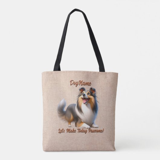 Shetland Sheepdog - Naam hond toevoegen, tekst wij Tote Bag (Achterkant)