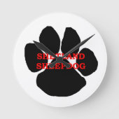 Shetland Sheepdog Name Paw Ronde Klok (Voorkant)