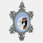 Shetland Sheepdog Noel Sleutelhanger Tin Sneeuwvlok Ornament (Links)