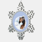 Shetland Sheepdog Noel Sleutelhanger Tin Sneeuwvlok Ornament (Rechts)