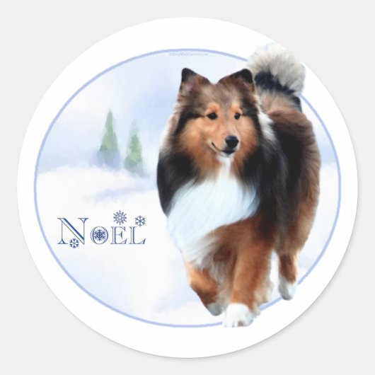 Shetland Sheepdog Noel Sticker (Voorkant)