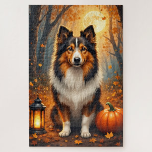 Shetland Sheepdog Oogstmaan Halloween Portret  Legpuzzel