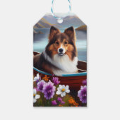 Shetland Sheepdog op een peddel: een Schilderachti Cadeaulabel (Voorkant)