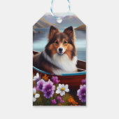 Shetland Sheepdog op een peddel: een Schilderachti Cadeaulabel (Achterkant)
