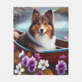 Shetland Sheepdog op een peddel: een Schilderachti Fleece Deken (Voorkant)