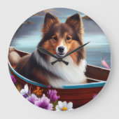 Shetland Sheepdog op een peddel: een Schilderachti Grote Klok (Voorkant)
