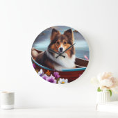 Shetland Sheepdog op een peddel: een Schilderachti Grote Klok (Huis)