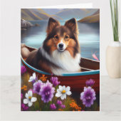 Shetland Sheepdog op een peddel: een Schilderachti Kaart (Voorkant)