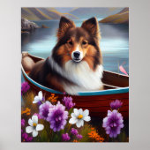 Shetland Sheepdog op een peddel: een Schilderachti Poster (Voorkant)