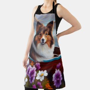 Shetland Sheepdog op een peddel: een Schilderachti Schort