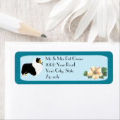 Shetland Sheepdog op Turquoise Floral Etiket (Insitu)