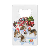 Shetland sheepdog op vliegende xmas kerst creditkaart flessenopener (Achterkant)