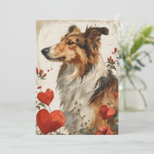 Shetland sheepdog Oude Valentijnsdag  Feestdagenkaart (Staand voorkant)