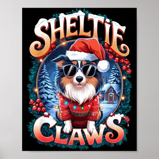 Shetland Sheepdog Owner Costume Sheltie Claws Chri Poster (Voorkant)