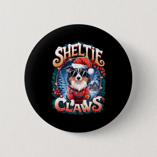 Shetland Sheepdog Owner Costume Sheltie Claws Chri Ronde Button 5,7 Cm (Voorkant)