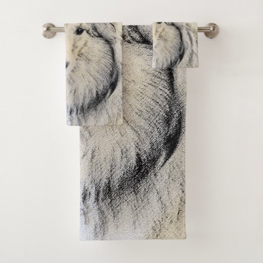 Shetland Sheepdog Painting - Cute Original Dog Art Bad Handdoek (Insitu)