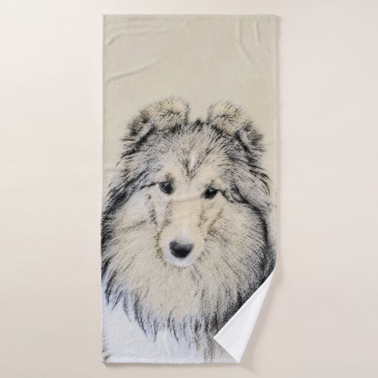 Shetland Sheepdog Painting - Cute Original Dog Art Bad Handdoek (Badhanddoek)