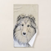 Shetland Sheepdog Painting - Cute Original Dog Art Bad Handdoek (Handdoek)
