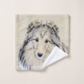 Shetland Sheepdog Painting - Cute Original Dog Art Bad Handdoek (Wasdoekje)