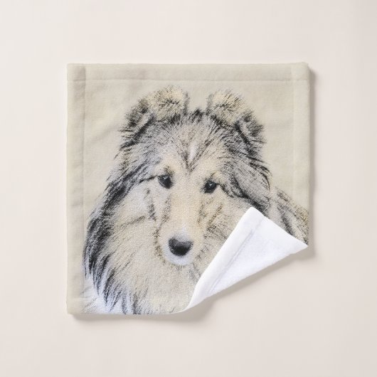 Shetland Sheepdog Painting - Cute Original Dog Art Bad Handdoek (Wasdoekje)