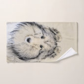 Shetland Sheepdog Painting - Cute Original Dog Art Bad Handdoek (Handdoek)