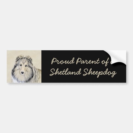 Shetland Sheepdog Painting - Cute Original Dog Art Bumpersticker (Voorkant)