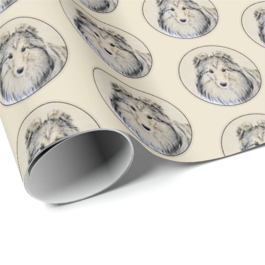 Shetland Sheepdog Painting - Cute Original Dog Art Cadeaupapier (Rol Hoek)