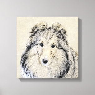 Shetland Sheepdog Painting - Cute Original Dog Art Canvas Afdruk