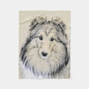 Shetland Sheepdog Painting - Cute Original Dog Art Fleece Deken