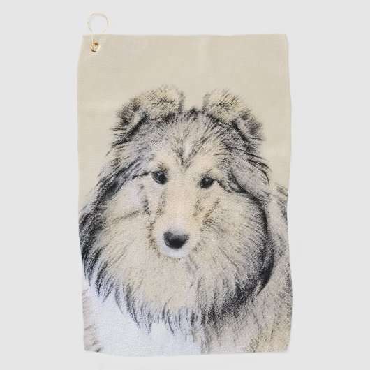 Shetland Sheepdog Painting - Cute Original Dog Art Golfhanddoek (Voorkant)