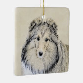Shetland Sheepdog Painting - Cute Original Dog Art Keramisch Ornament (Rechts)
