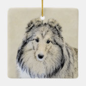 Shetland Sheepdog Painting - Cute Original Dog Art Keramisch Ornament (Achterkant)