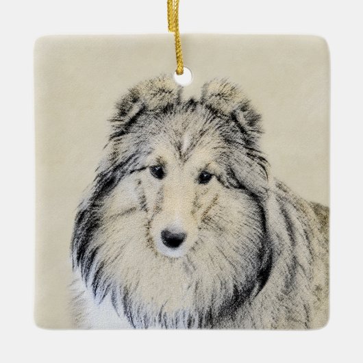 Shetland Sheepdog Painting - Cute Original Dog Art Keramisch Ornament (Voorkant)