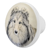 Shetland Sheepdog Painting - Cute Original Dog Art Keramische Knop (Rechts)