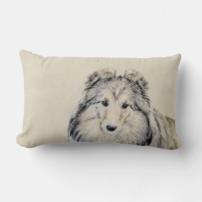 Shetland Sheepdog Painting - Cute Original Dog Art Kussen (Voorkant)