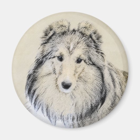 Shetland Sheepdog Painting - Cute Original Dog Art Magneet (Voorkant)