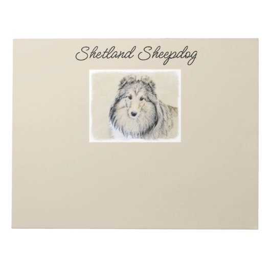 Shetland Sheepdog Painting - Cute Original Dog Art Notitieblok (Voorkant)