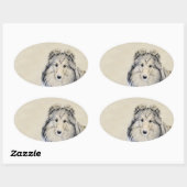 Shetland Sheepdog Painting - Cute Original Dog Art Ovale Sticker (Vel)