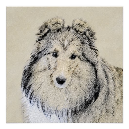 Shetland Sheepdog Painting - Cute Original Dog Art Poster (Voorkant)