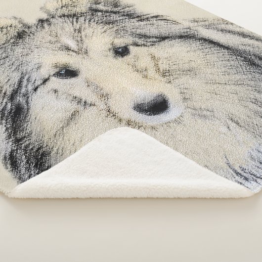 Shetland Sheepdog Painting - Cute Original Dog Art Sherpa Deken (3/4)