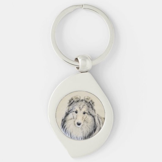 Shetland Sheepdog Painting - Cute Original Dog Art Sleutelhanger (Voorkant)