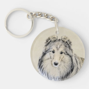 Shetland Sheepdog Painting - Cute Original Dog Art Sleutelhanger