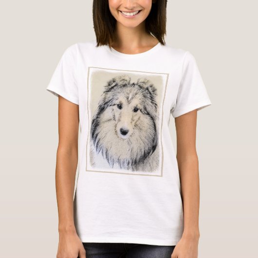 Shetland Sheepdog Painting - Cute Original Dog Art T-shirt (Voorkant)
