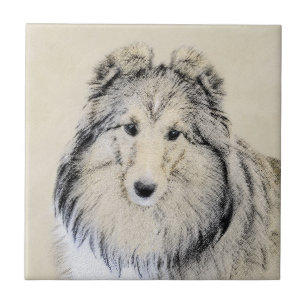 Shetland Sheepdog Painting - Cute Original Dog Art Tegeltje