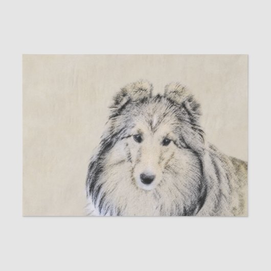 Shetland Sheepdog Painting - Cute Original Dog Art Tissuepapier (Voorkant)